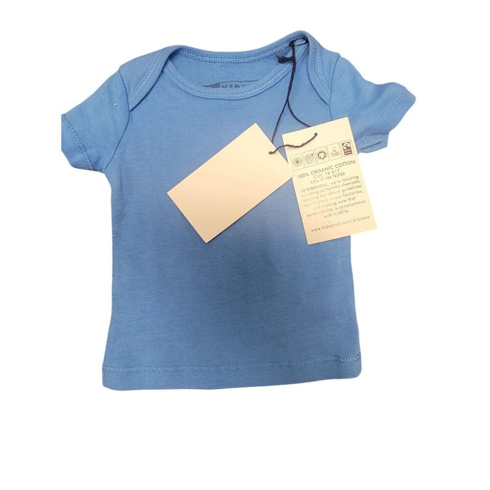 Organic Cotton Baby Tee In Soft Blue By Kidential Short Sleeves Lightweight & Ec